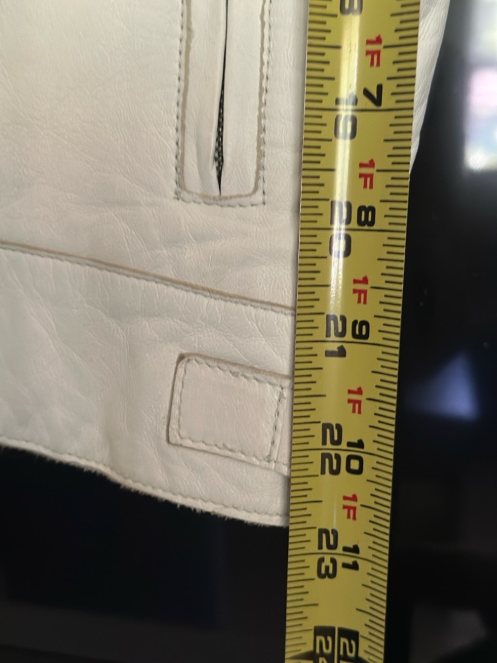 Express genuine White Leather Jacket Motor Biker Classic Zip Front Large vintage - Picture 7 of 10